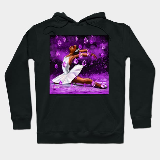 African American ballerina in the rain 2022, mermaid among raindrops falling into Water. The best Gifts for black women 2022 Hoodie by Artonmytee